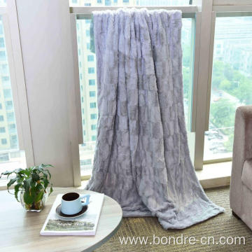 PV Plush Fleece Pressed Design Double Layers Blanket